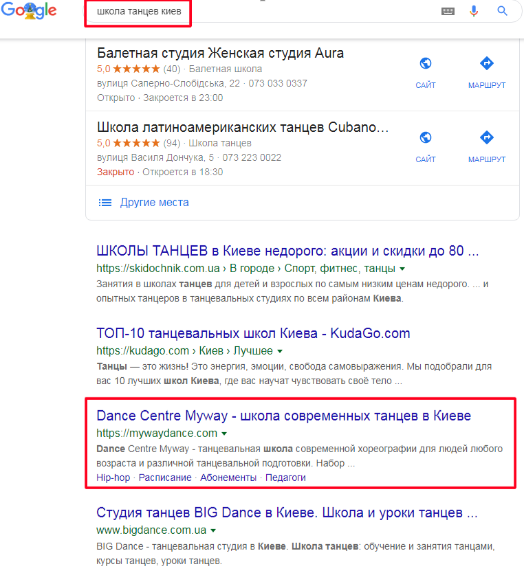 Продвижение сайта школы танцев Продвижение сайта школы танцев